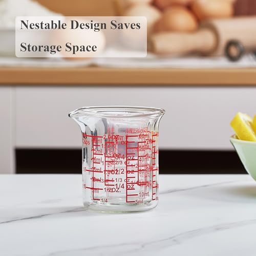 Ackers BORO3.3 Mini Borosilicate Glass Measuring Cup Set, 4-Piece, 5-60 ml - size: 5ML/15ML/30ML/60ML Measuring Cup Set