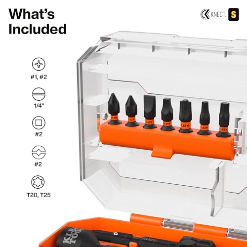 Klein Tools 65301KNECT Impact Socket Set, KNECT (S) 23-Piece SAE Pass-Through and Flip Socket Tool Set, Impact Driver Adapter, MODbox Tool Organization