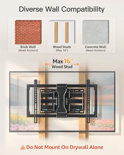 ELIVED Ultra Slim TV Mount for 37-90" TVs, Max VESA 600x400, 132 lbs. - size: Motion: 37-90" TV