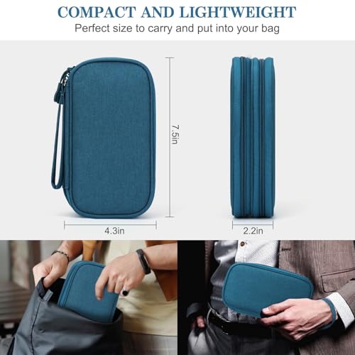 FYY Electronic Organizer, Travel Tech Pouch Bag, Cable Organizer Dark Green | Wrist Strap, Waterproof, Double Layers Portable Electronics Travel Carrying Case for Cord, Charger, Daily Business Trips Use - color: Dark Green, size: 7.5 x 4.3 x 2.2 inches