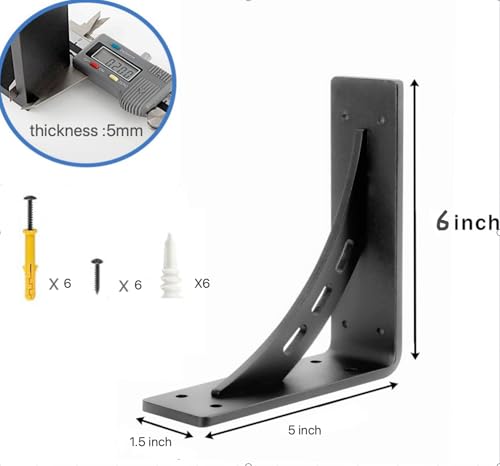 6 inch x 5 inch Heavy Duty Shelf Brackets ,Premium Alloy Metal Mantel Brackets (Set of 2) Fireplace Mantel Brackets - Countertop Support (6'' x 5 '') - size: 6 inch x 5 inch