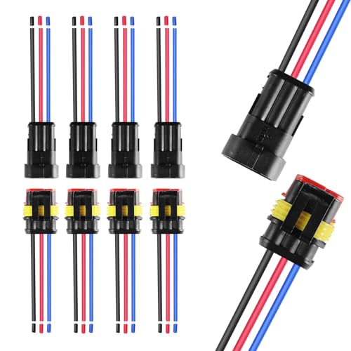 MUYI 3Pin Way 16AWG Waterproof Electrical Connector Wire Connectors-5 Kit - style: 3wire connector(5 sets)