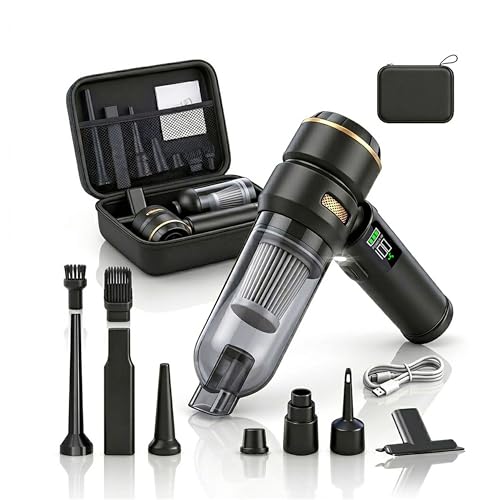 Handheld Car Vacuum Cleaner, 17000Pa High Power Cordless Vacuum Cleaner, 4-in-1 Portable Mini Air Duster, with LED Light and Multi-Nozzles, Vacuum for Car, Home, Office, Pet Hair