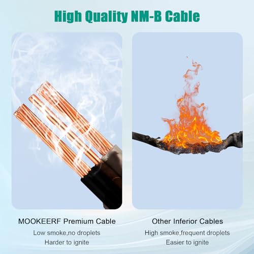 8/2 Wire with Ground - 10FT NM-B 8 Gauge Non-Metallic Sheathed Cable 100% Pure Copper 8 AWG 2 Conductor Residential Indoor Wire for Outlets, Switches, Other Loads and Lighting Wiring Projects etc. - size: 10FT, style: 8AWG/2