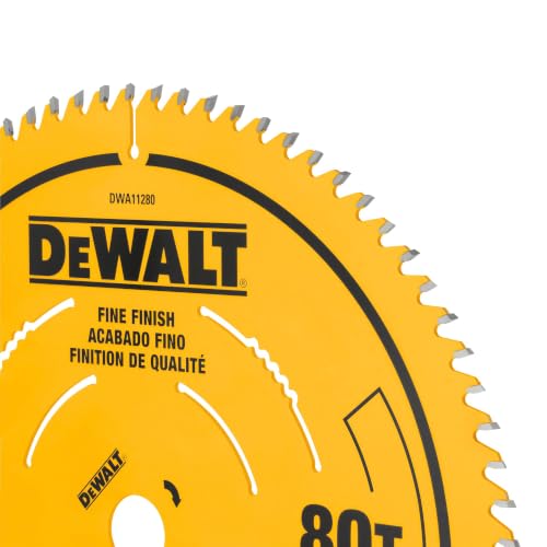 DEWALT 12 Inch 80T Carbide Circular Saw Blade, Fine Finish Saw Blade (DWA11280) - size: One Size