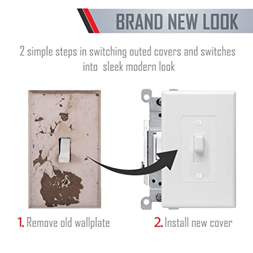 TayMac 1-Gang Mid-Size Toggle Switch Wall Plate, Paintable, White - size: 1 Gang, style: Toggle Cover-Up
