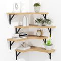 ROMGUAR CRAFT Corner Floating Shelves Wall Mounted Set of 4, Natural - color: Natural