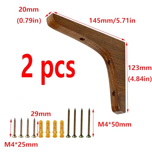 Antrader 2PCS Wooden Shelf Brackets with Screw,5.7"x4.8" L Shape,Dark Brown - color: Dark Brown, size: 5.71"×4.84"×0.79",2pcs