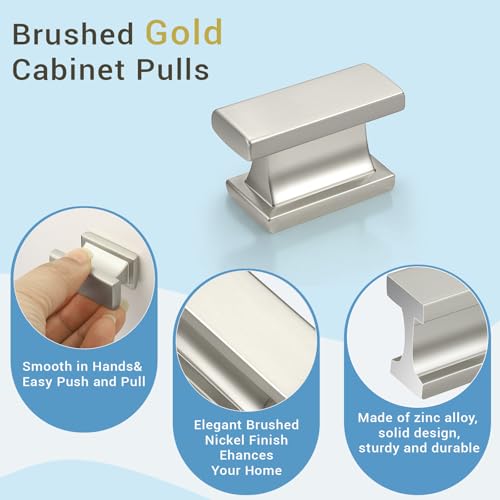 KNOBWELL 6 Pack Brushed Nickel Solid Cabinet Knobs Overall Length 1-1/2 Inch Single Hole Kitchen Cabinet Hardware for Cupboard Drawer Dresser Knobs - color: Brushed Nickel, size: Overall Length：1-1/2 inch（38mm）