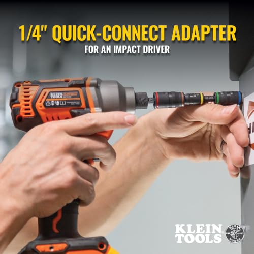 Klein Tools 32907 Impact Driver, 7-in-1 SAE Impact Socket Set, Flip Socket Set with 1/4, 5/16, 11/32, 3/8, 7/16 and 1/2-Inch Nut Driver Sizes and 1/4-Inch Bit Holder, 5-Inch Shaft - color: 7-in-1 W/ 11/32-inch
