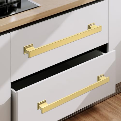 COTYKILEY 10 Pack 12.6 Inch(320mm) Brushed Gold Cabinet Handles Gold Kitchen Cabinet Pulls Cabinet Door Handles Kitchen Cabinet Hardware - color: Brushed Gold, size: 12.6" Hole Center（320MM）