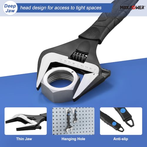 MAXPOWER 6 10-inch Wide Jaw Stubby Adjustable Wrench Set - size: 6 10-inch