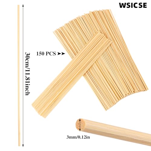 150 Pcs Wooden Dowel Rods, 1/8 X 12 Inch Craft Sticks - size: 1/8 x 12 Inch(150 PCS)