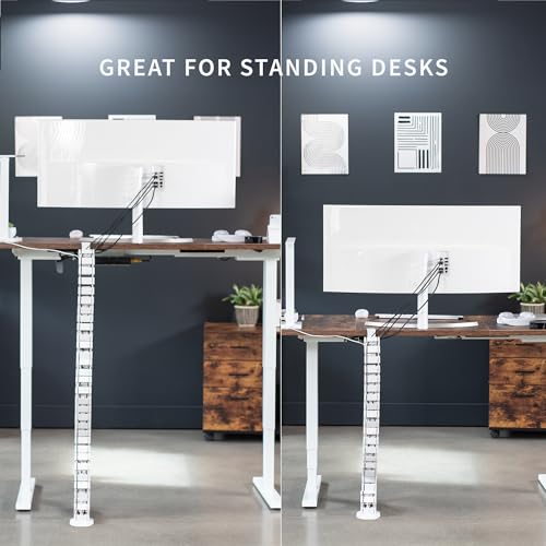 VIVO White Clamp-on Desk Vertebrae Cable Management Kit, DESK-AC01P-W - color: White