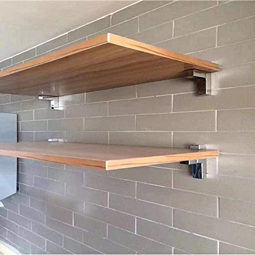 4 Pcs Adjustable Wood/Glass Floating Shelf Brackets Wall Mount (Polished Chrome) - size: Polished Chrome-4pcs