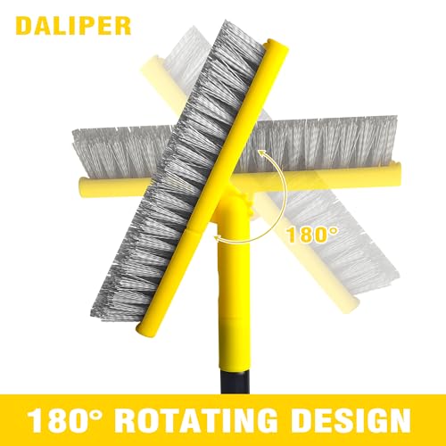 2 in 1 Grout Brush with 49.6" Long Handle, Swivel Grout Cleaning Brush V-Shape Grout Line Scrubber, 180°Rotatable Shower Tile Scrub with Stiff Bristle for Deep Cleaning Shower and Corner