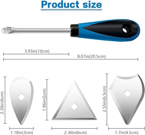DEKEones 8-Inch Paint Shave Hook Scraper, Stainless Steel Paint Shaver with Replacement Blades (Triangle + Combination + Heart), Painting Scrapers & Paint Remover Tool for Home Improvement