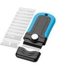 Bates- Razor Blade Scraper, Blue, Locking Razor Scraper Set with 10 Extra Stainless Steel Blades, Window Scraper, Scraper Tool, Glass Scraper, Scraper Blades, Paint Scraper Blade Scraper for Cleaning - color: Blue