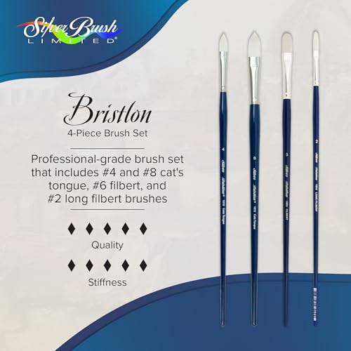 Silver Brush Limited Bristlon Cat's Tongues & Filberts Oil Brush Set, 4pc - color: Cat's Tongues & Filberts, size: 4 count
