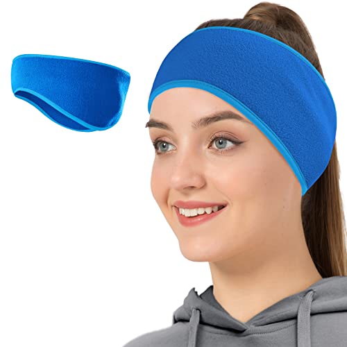 Winter Fleece Ear Warmers Headband Ear Muffs for Men Women Kids, Ear Covers for Cold Weather Ski Running Cycling Work - color: Blue