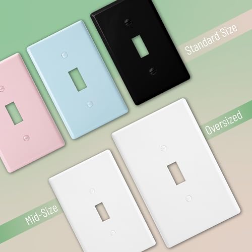 Bates- Light Switch Plates, 10 Pack, 4.88" x 3.11", Mid- Size White - color: White, size: 10 Pack, Mid-Size