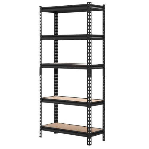 VEVOR Storage Shelves, 5-Tier Adjustable, 2000 lbs Capacity, Heavy Duty Garage Storage Shelving Unit, Metal Utility Rack Shelf, for Kitchen Pantry Basement Bathroom, 28.35" W x 12.17" D x 59.84" H - size: 12" D x 28" W x 60" H