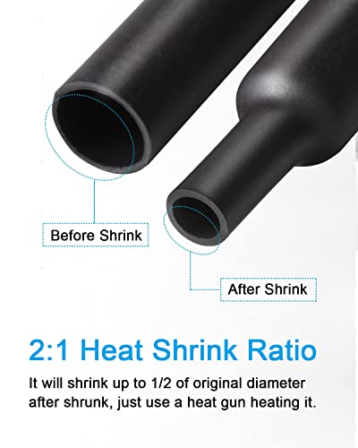650 Pcs Heat Shrink Tubing Kit, 2:1 Wire Shrink Wrap Tube, 8 Sizes, Black - size: Ratio 2:1