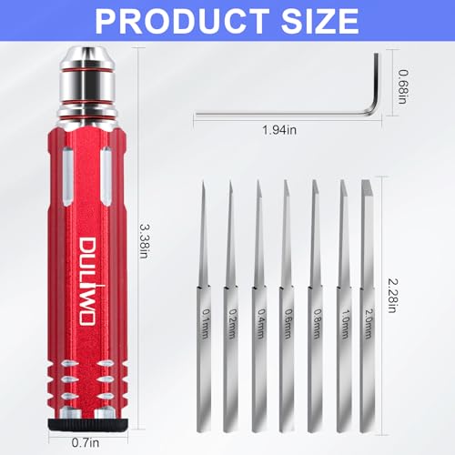 Model Scriber Chisel 7 Blades (0.1/0.2/0.4/0.6/0.8/1.0/2.0mm) - color: Red +Tape