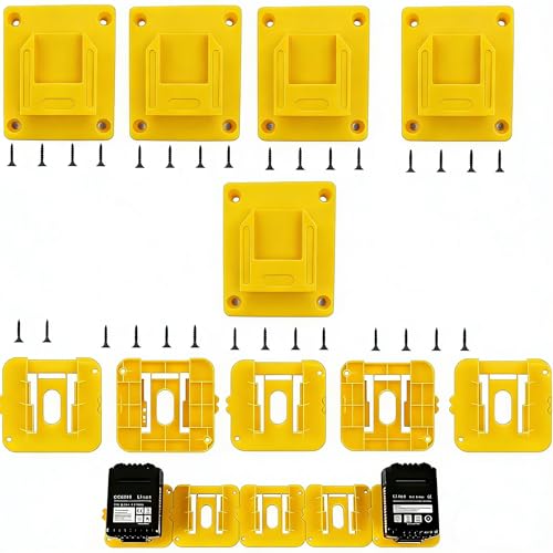 5 Piece Tool Holder 5pc Battery Holder for Dewalt 20V 60V, Wall Mount Cordless Drill Organizer Storage Shelf with Screws
