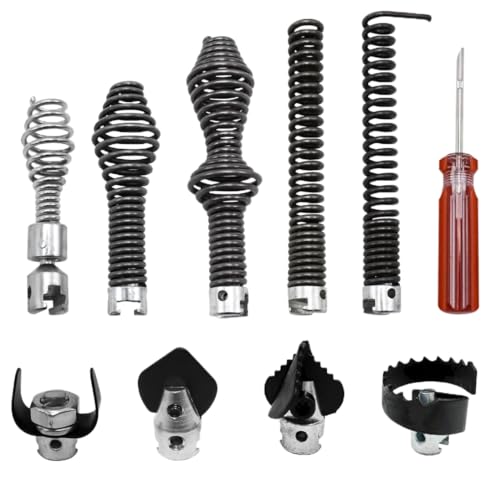 10PCS K-400 Drain Snake Drill Attachment Kit - 5/8 Inch Auger Cutter Heads & Spiral Tips Set for K-400 C-4/C-6/C-7/C-8/C-9, Drain Cleaning Cable Accessories for Plumbers & DIYers