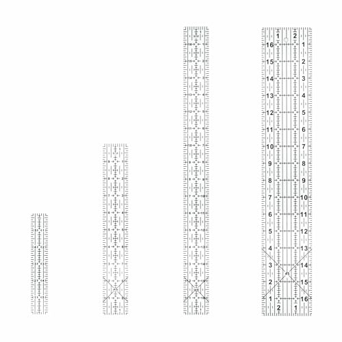 Sewing Rulers Quilting Ruler,Acrylic Quilting Templates,Sewing Tools Accessories Supplies for Patchwork Precision Fabric Cutting 4pcs(1x6,3x17,1.5x17,1.5x10inch) - color: Black