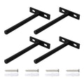 4Pcs 5 Inch Black Floating Shelf Brackets, Heavy Duty Hidden Shelf Supports, Concealed Blind Shelf Support for Wood Shelves DIY Home Decor, Includes Screws and Wall Plugs - size: 5 Inch