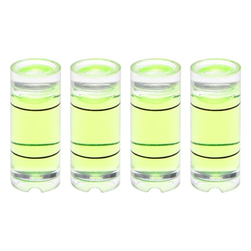 HARFINGTON 4pcs Cylindrical Bubble Level 8x20mm Mini Bullseye Spirit Levels for Leveling Camera Tripod Telescope Workshop Turntable Pictures Frame, Green - size: 8x20mm