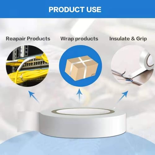 Wapodeai 6PCS (3 Black + 3 White) Electrical Tape, 0.62 in X 49 ft - style: 3PCS White and 3PCS Black