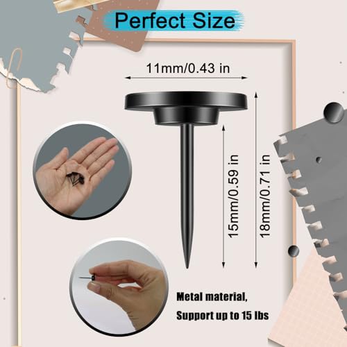 50 Pcs Push Pins for Bulletin Board, Metal Black Thumb Tacks for Picture Photo Hanging, Small Nails Flat Thumbtacks for Drywall Cork Board , Wall Tack Pins for Shadow Box Office Home Decorative - style: Flat Head Black 50pcs