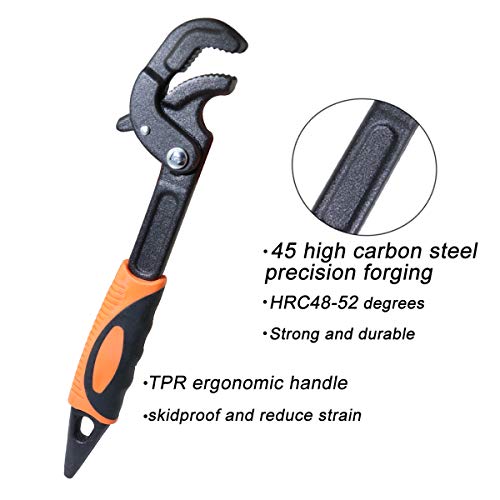 2 Pack Adjustable Wrench Quick Multi-function Self-Adjusting Spanner Power Grip Pipe Wrench 0.6”-2.4”/14mm-60mm