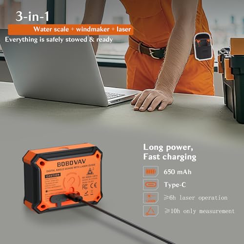 Rechargeable Digital Angle Finder with Laser and Magnetic Base, 4×90° & 2×180° Electronic Inclinometer Protractor Level Gauge for for Woodwork, Miter Saw, Hanging Frames - size: Vertical Laser