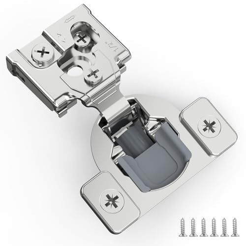 10 Pack 1/2" Overlay 3D Soft Close Hinges for Face Frame Kitchen Cabinet Door Hinges, 3 Way Adjust, Self Closing Concealed Cabinet Hinges-105 Degree