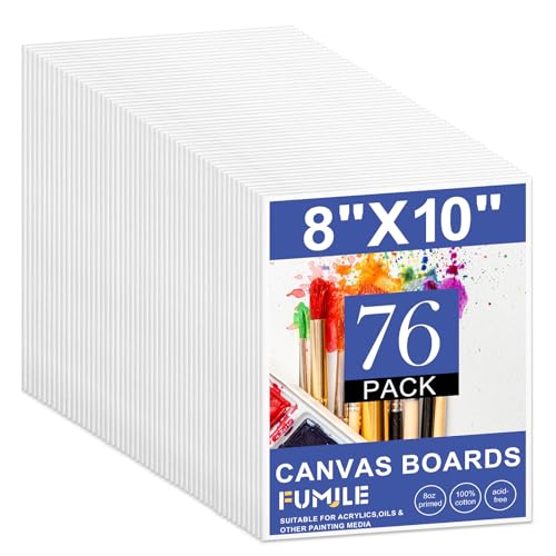 FUMILE Canvas for Painting 8x10, 76 Pack Canvas Boards for Painting Primed Acid Free Canvas Value Pack for Beginners & Artist, Canvas Bulk for Classroom and Painting Parties. - size: 8x10in