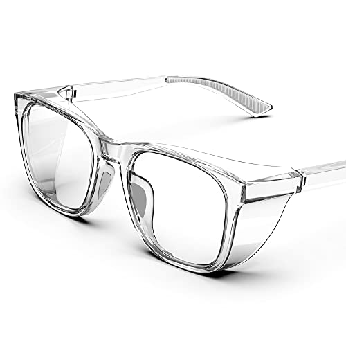 TOREGE Safety Glasses For Men,Clear Anti-Fog Anti-Blue Light Safety Goggles Scratch Resistant For Women Nurse - color: Transparent White&white