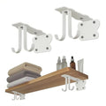SOGAL 5 Inch Shelf Brackets with 4 Hooks, White Floating Shelf Bracket Invisible Supports 4 Pack - color: White, size: 5 Inch