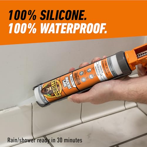Gorilla 100% Silicone Waterproof Caulk, Clear, 10 oz Cartridge - color: Clear, size: 10oz Cartridge
