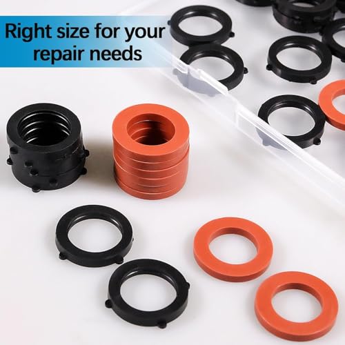 ZDBB 80 Pcs Garden Hose Gasket Rubber Seal, Fits All Standard 3/4 Inch Outdoor Hose Fittings with Heavy Duty Red and Black Self-Locking Tabs to Hold The Gasket Securely in The Fitting (Pack of 2) - size: 80 PCS (Pack of 2)