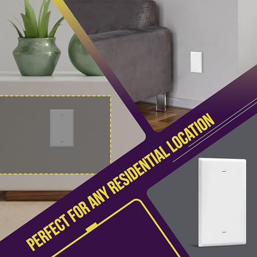 ENERLITES 10 Pack Mid-Size Blank Wall Plate Cover, No Device, 1-Gang, White - color: White, size: Mid-Size