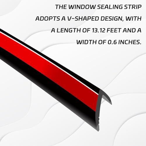 Black V-Shaped Rubber Car Window Seal Weather Stripping, 13.12ft x 0.6in, Silent & Dustproof, For Cars, Trucks, SUVs
