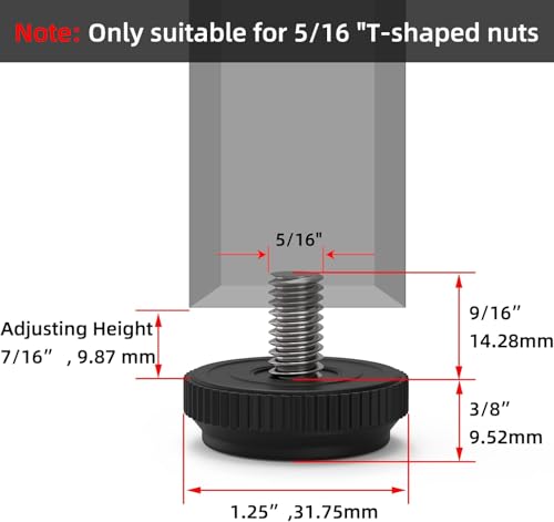 ONEHOME 16 Pack 5/16-18 Stainless Steel Adjustable Threaded Furniture Leg Leveling Feet Screw-in Glide Leveler,Screw Foot Levelers Screw On Furniture Glide Leveling Table,Chair,Furniture - size: 16 Pack Without T-Nut