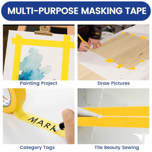ADHES Yellow Masking Tape Painter Tape 25mm x 50m - size: 24mm x 50m