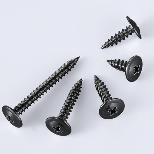 Wensilon（400 pcs）#4×1" Phillips Truss Head Wood Screws Black Galvanizing Quick Metal Self Tapping. - color: Black, size: #4×1"