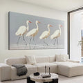 SSNEEKNDG White Heron Wall Art Bird Painting Animal Texture Artwork 24"x48" - size: 24"L x 48"W