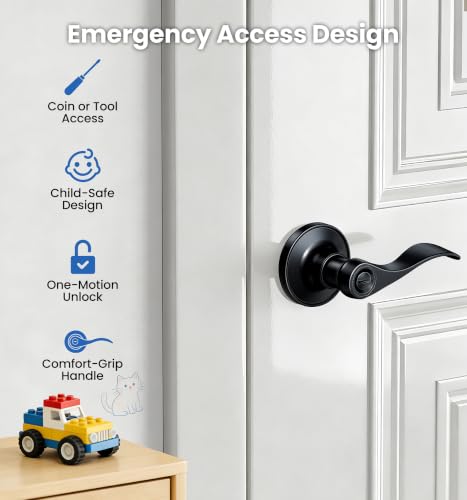 Veise 6 Pack Interior Privacy Door Handle Levers Lock Keyless, Matte Black - color: Matte Black